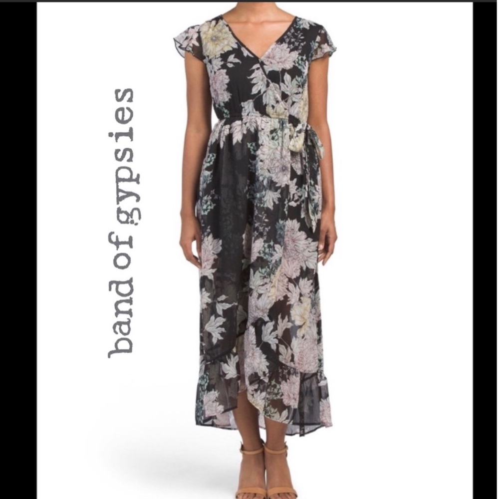 Band of Gypsies Black Floral Maxi Dress